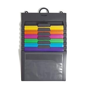 Smead Cascading Wall Organizer, 6 Removable Folder Pockets, Letter Size, Gray/Bright Pockets (92060)